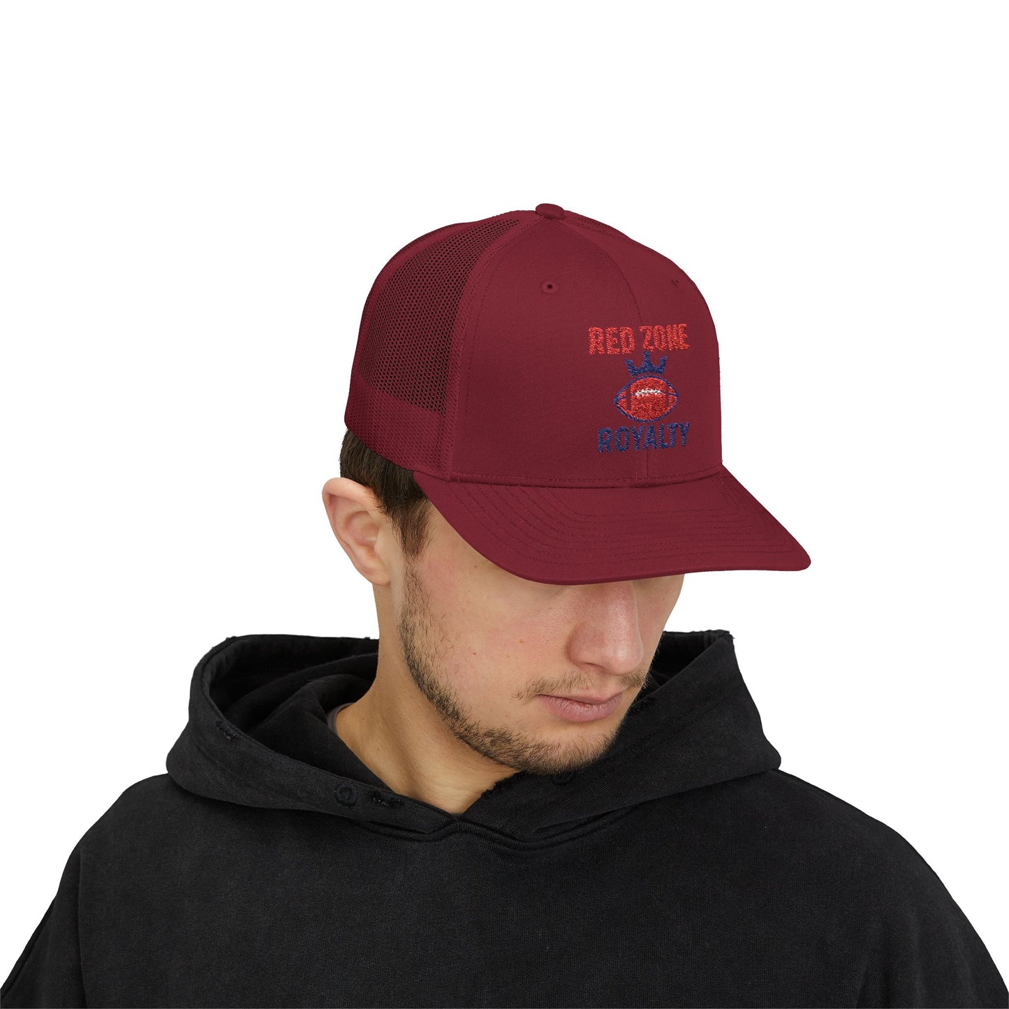 Red Zone Royalty Snapback Trucker Cap, Sports Hat, Football Fan Gear, Gift for Sports Lovers, Custom Embroidered Cap