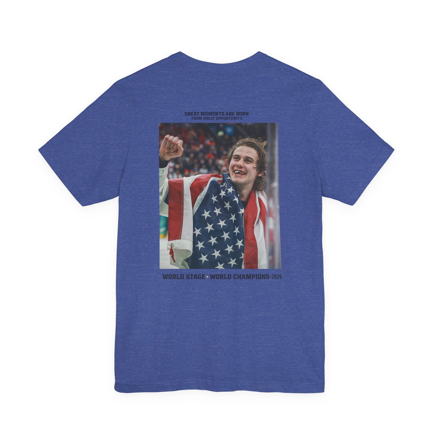 USA Champion Photo Tee — Patriotic Athlete Graphic T-Shirt