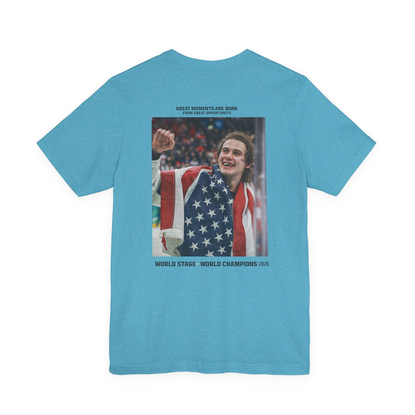 USA Champion Photo Tee — Patriotic Athlete Graphic T-Shirt