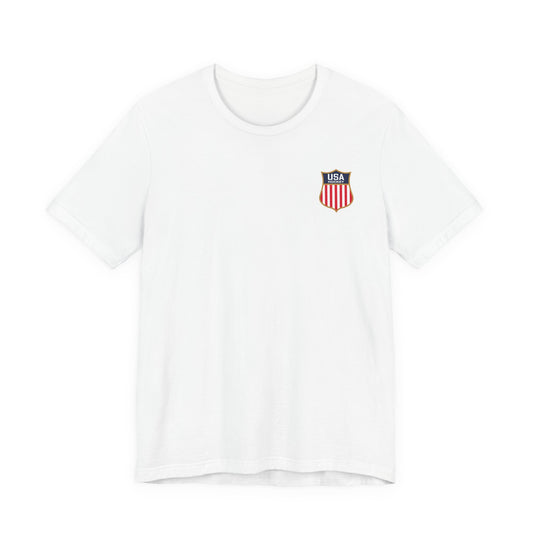 Hockey Championship Tee — "World Stage · World Champions" USA Shield Shirt