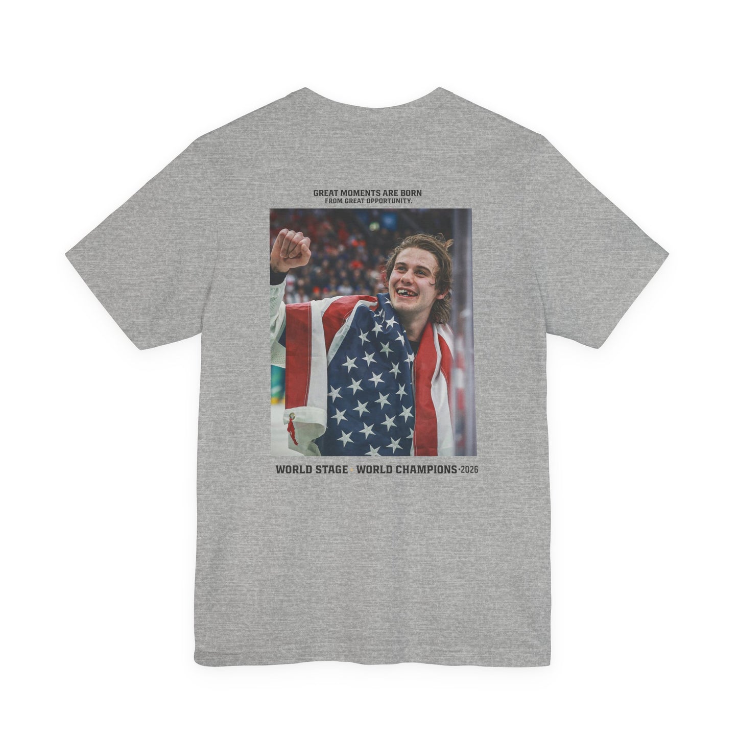 USA Champion Photo Tee — Patriotic Athlete Graphic T-Shirt
